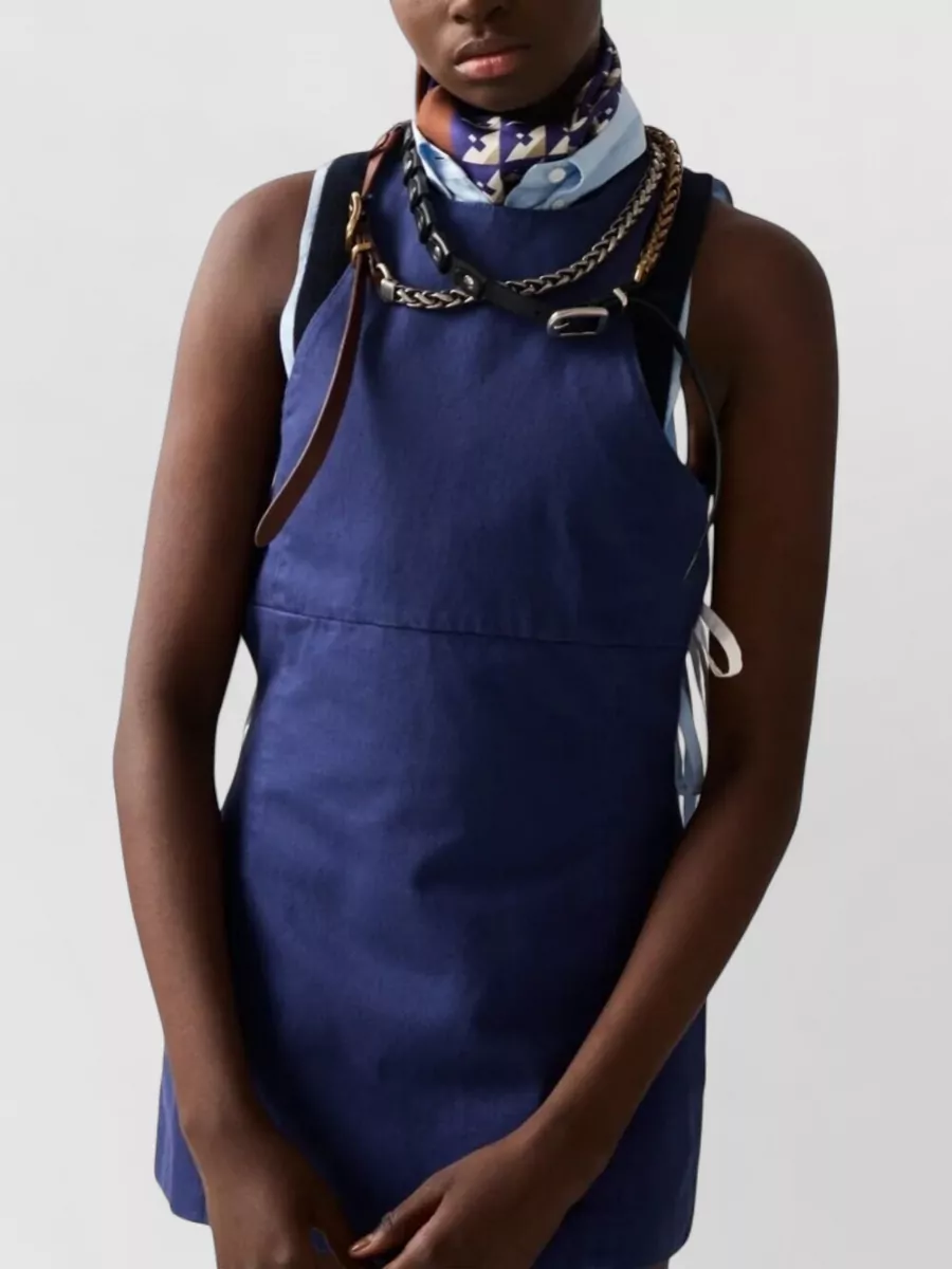Miu Miu Cotton Gabardine Sleeveless Halterneck Backless Mini Dress