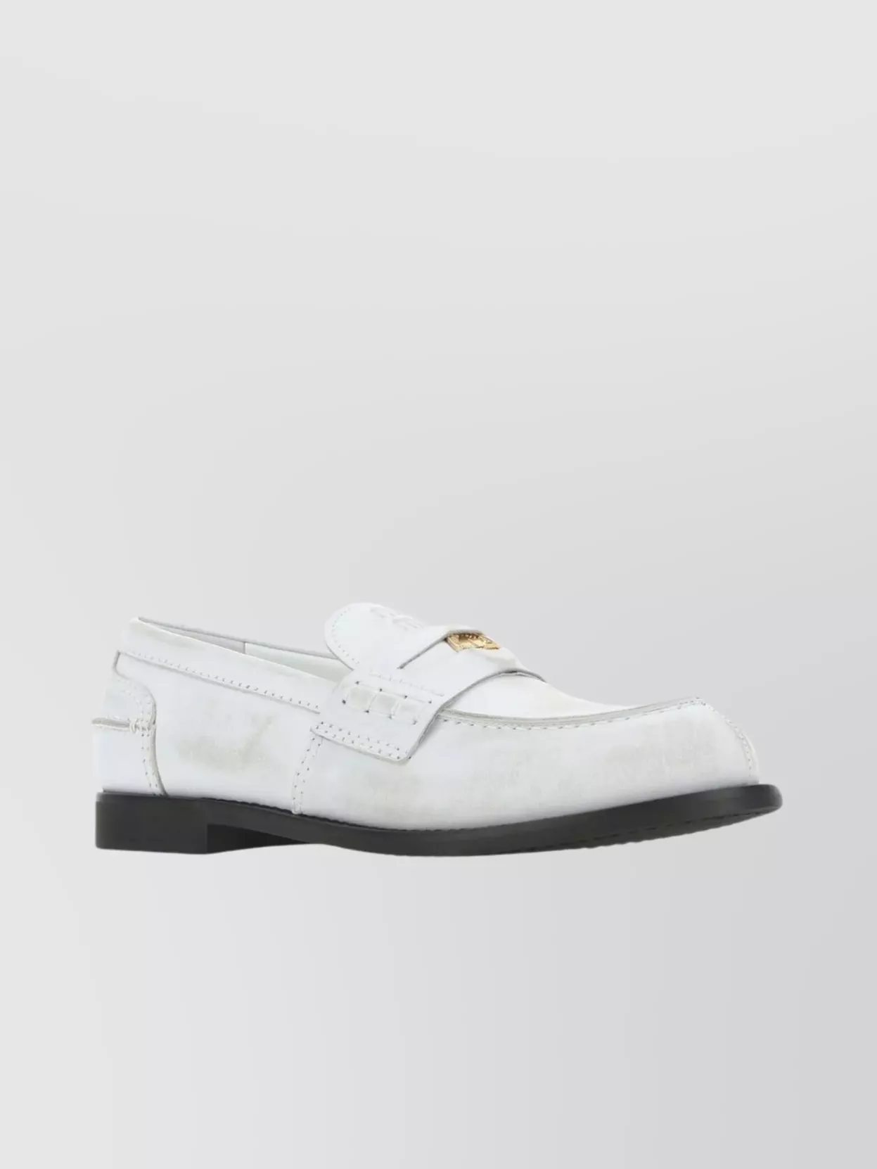 Shop Miu Miu Leather Loafers With Contrast Stitching And Metal Detail