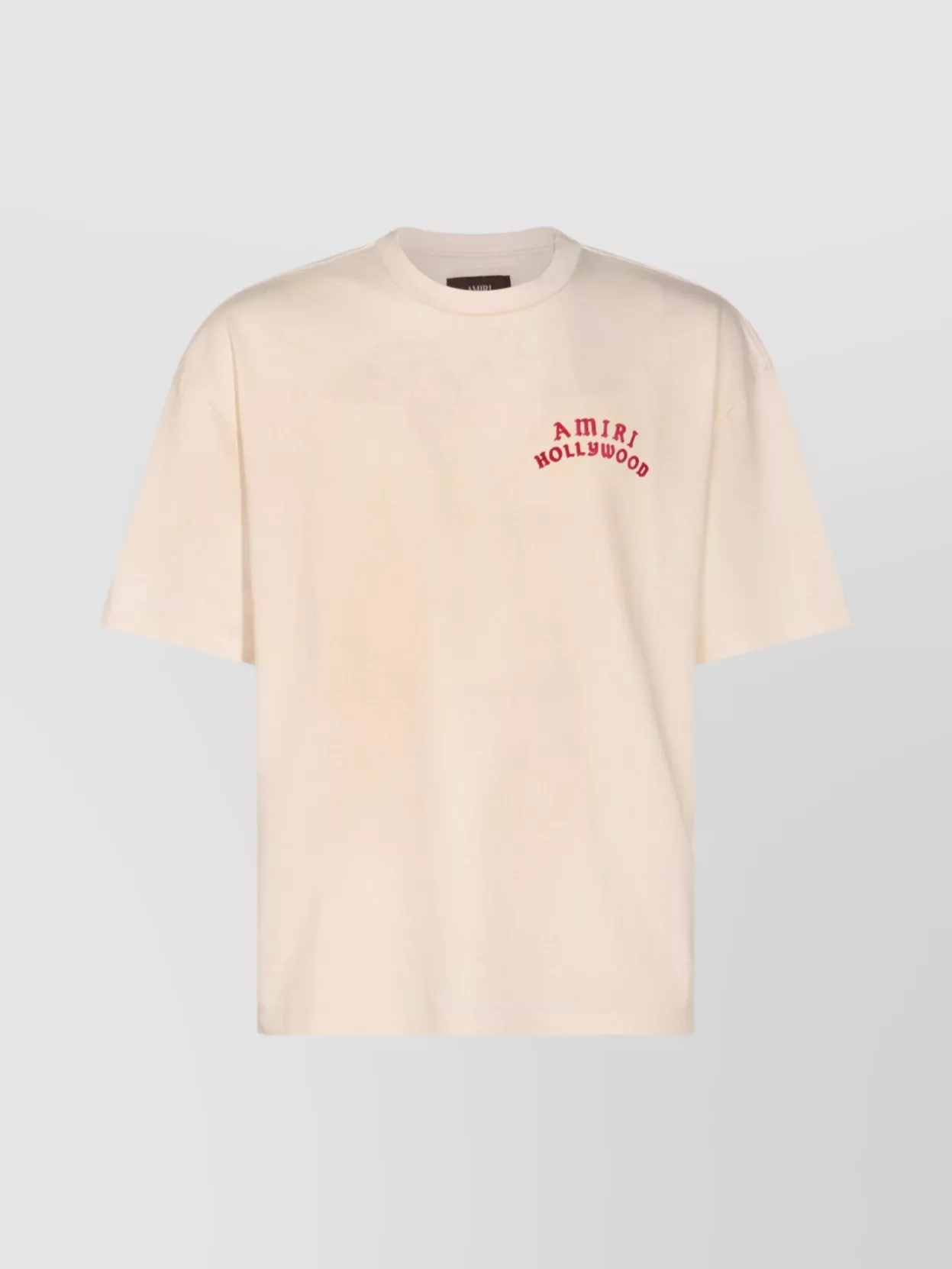Amiri White Crewneck T-shirt With Logo Lettering On Front And Rear In Cotton Man In Pink