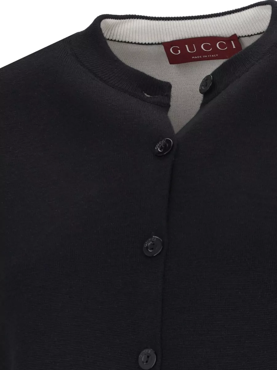 Gucci Silk Blend Crewneck Fitted Jacket