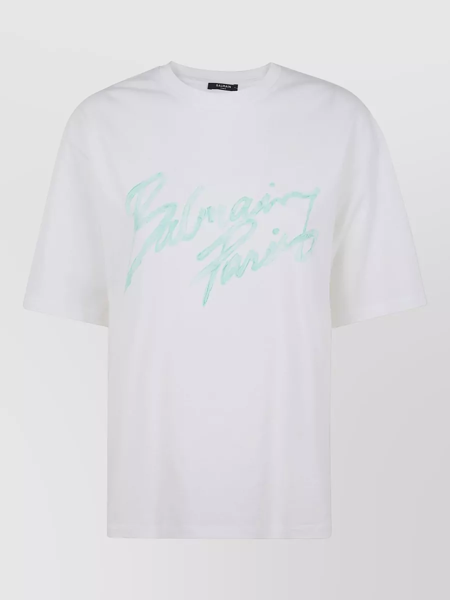 Balmain Paris Logo Bulky Graphic Crewneck Tshirt