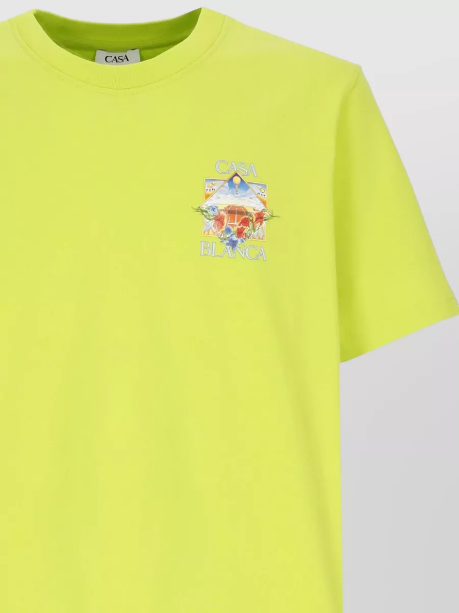 Casablanca Organic Cotton Flower-Print Short-Sleeve T-Shirt