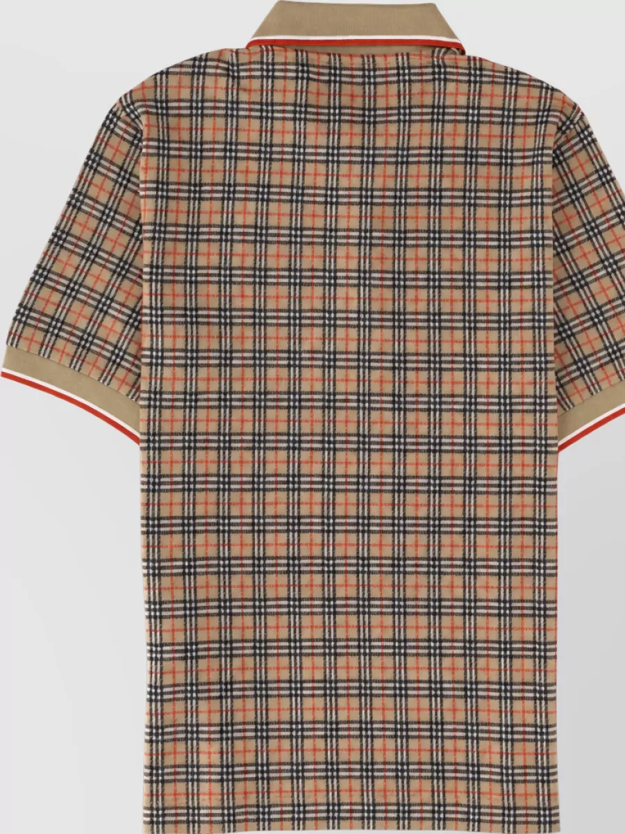 Burberry Check Cotton Blend Polo Shirt