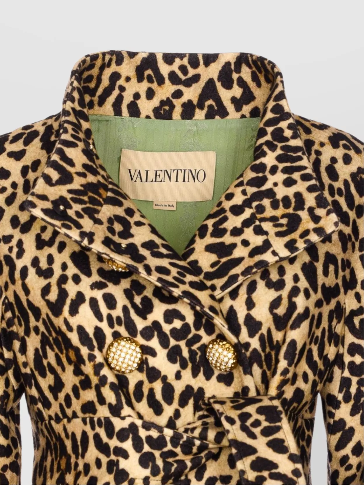 Valentino Garavani Leopard Print Double Breasted Coat With Belt