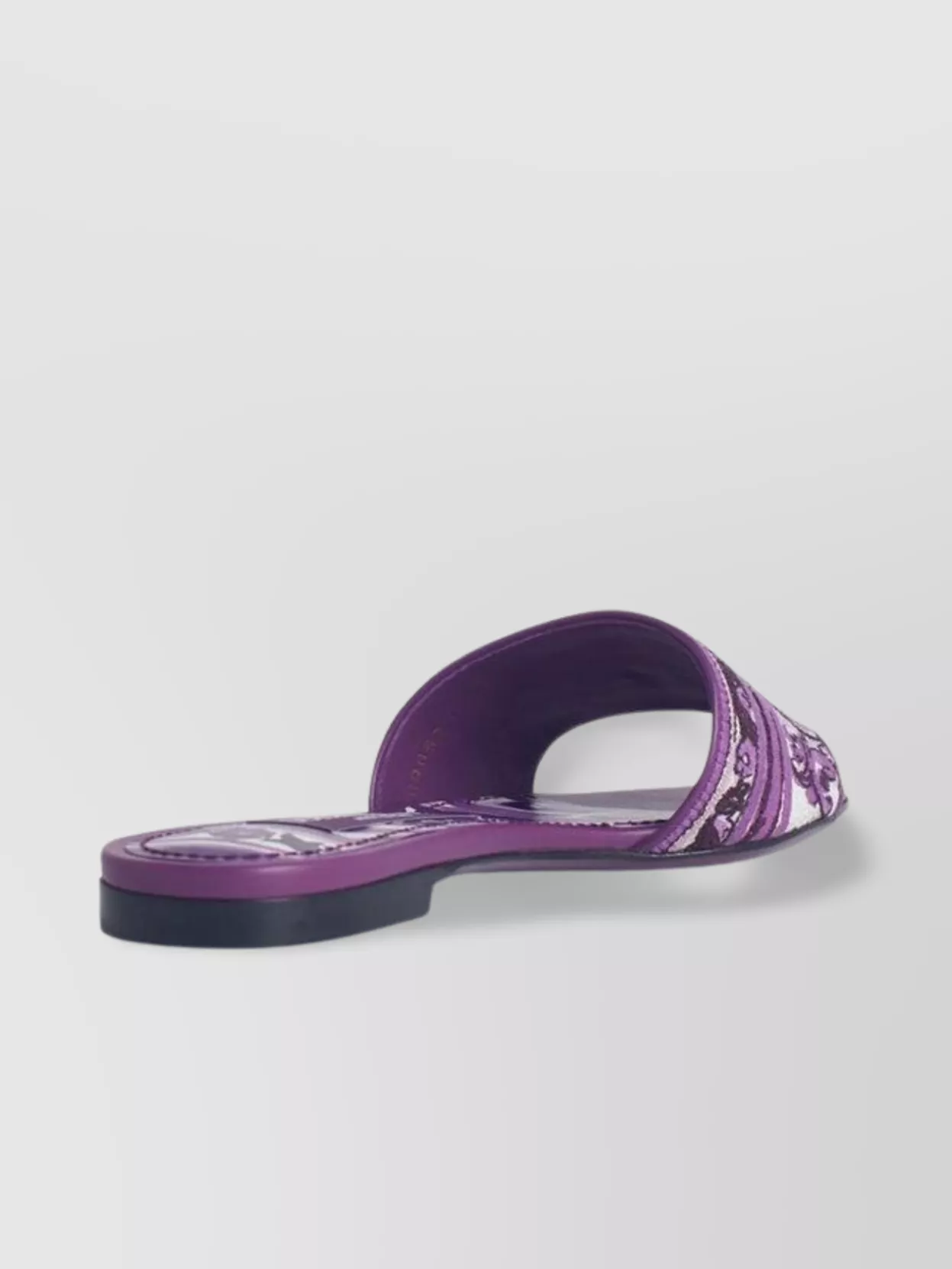 Dolce & Gabbana Violet Sandals With Logo Embroidery On The Front And All-over Majolica Motif In Cotton Blend Woman In Purple