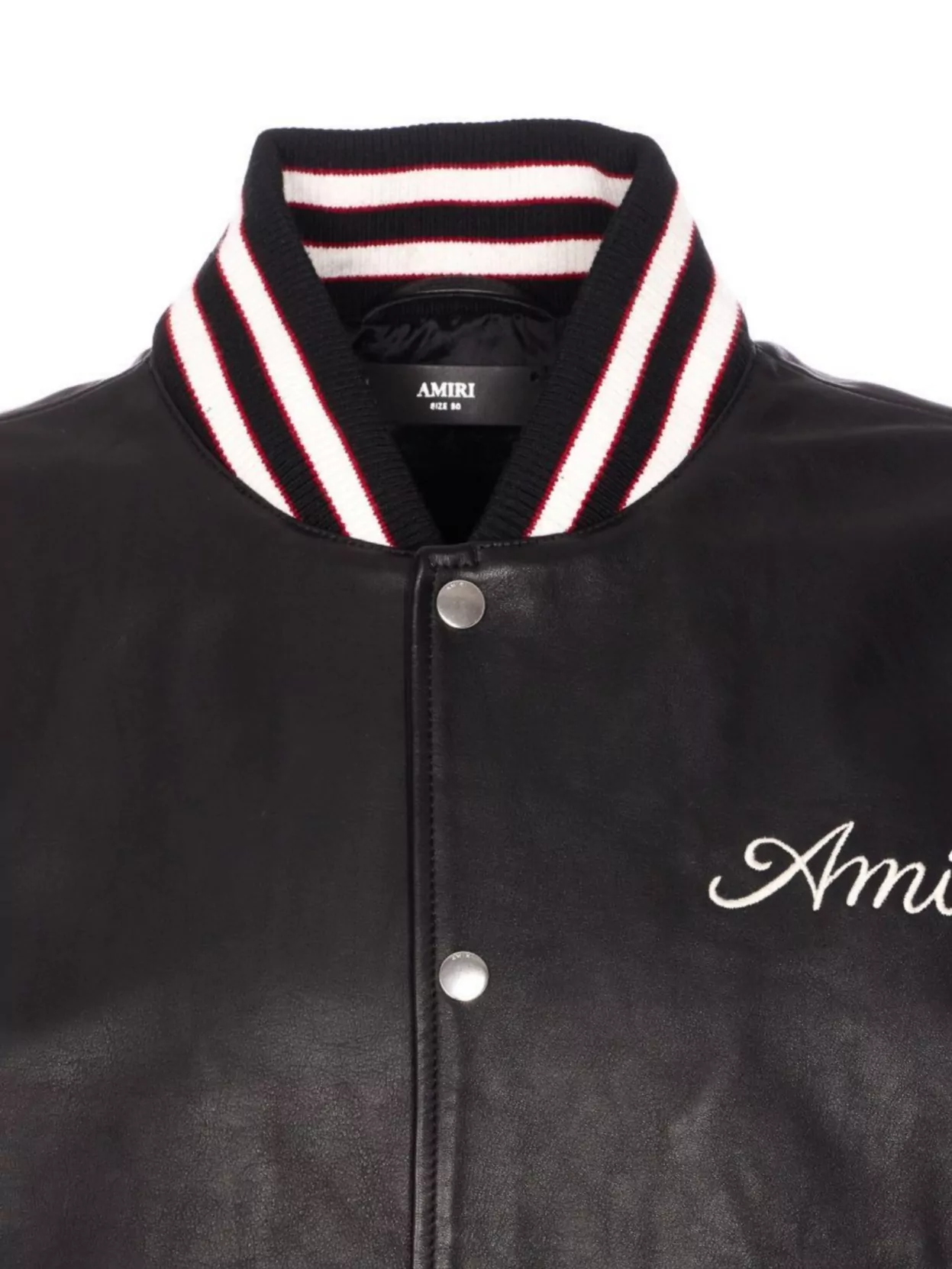 Amiri Leather Jacket With Elasticized Collar And Cuffs In Black