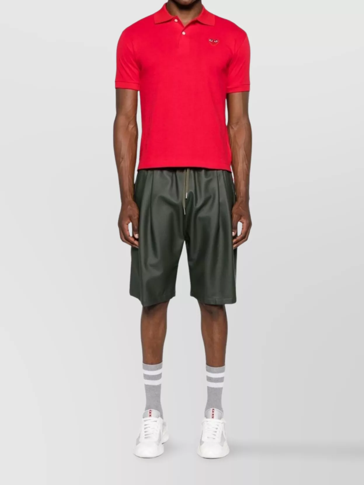 Comme Des Garçons Play Polo Collar Top Short Sleeves In Red