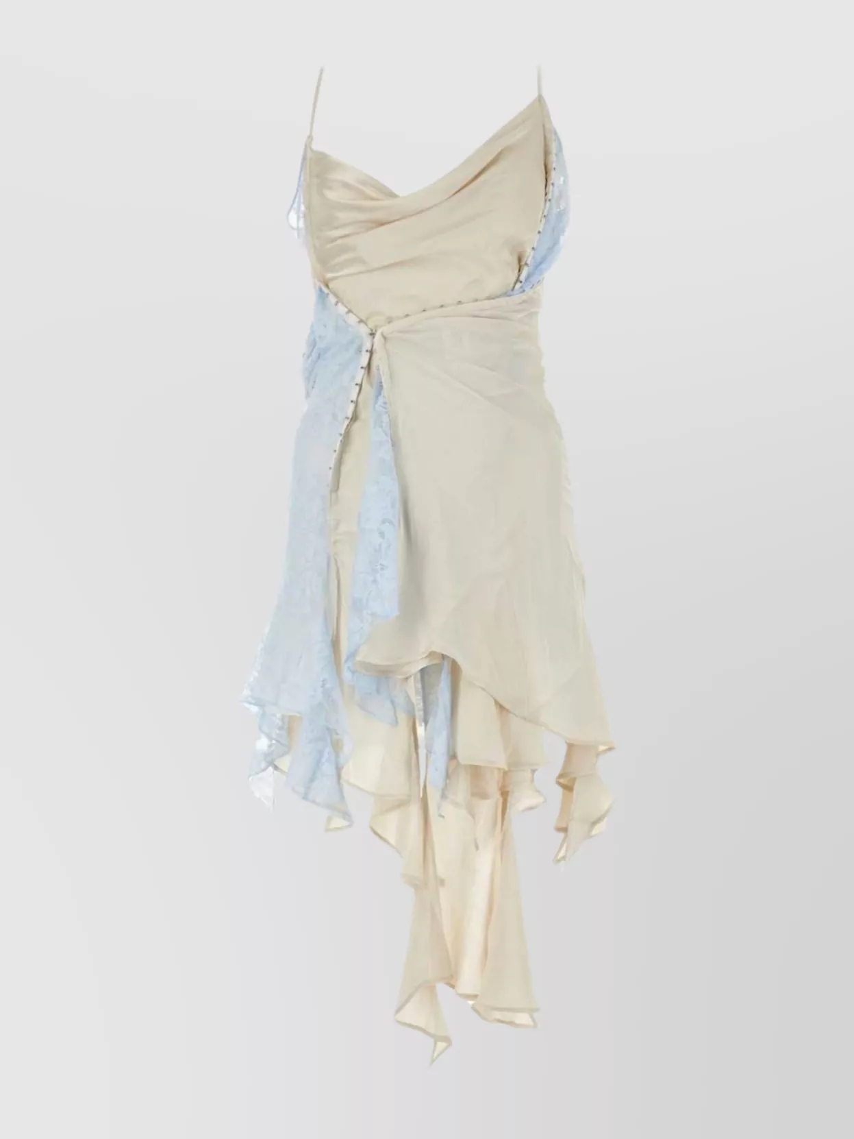 Shop Y/project Satin Dress With Asymmetrical Hem And Cowl Neckline