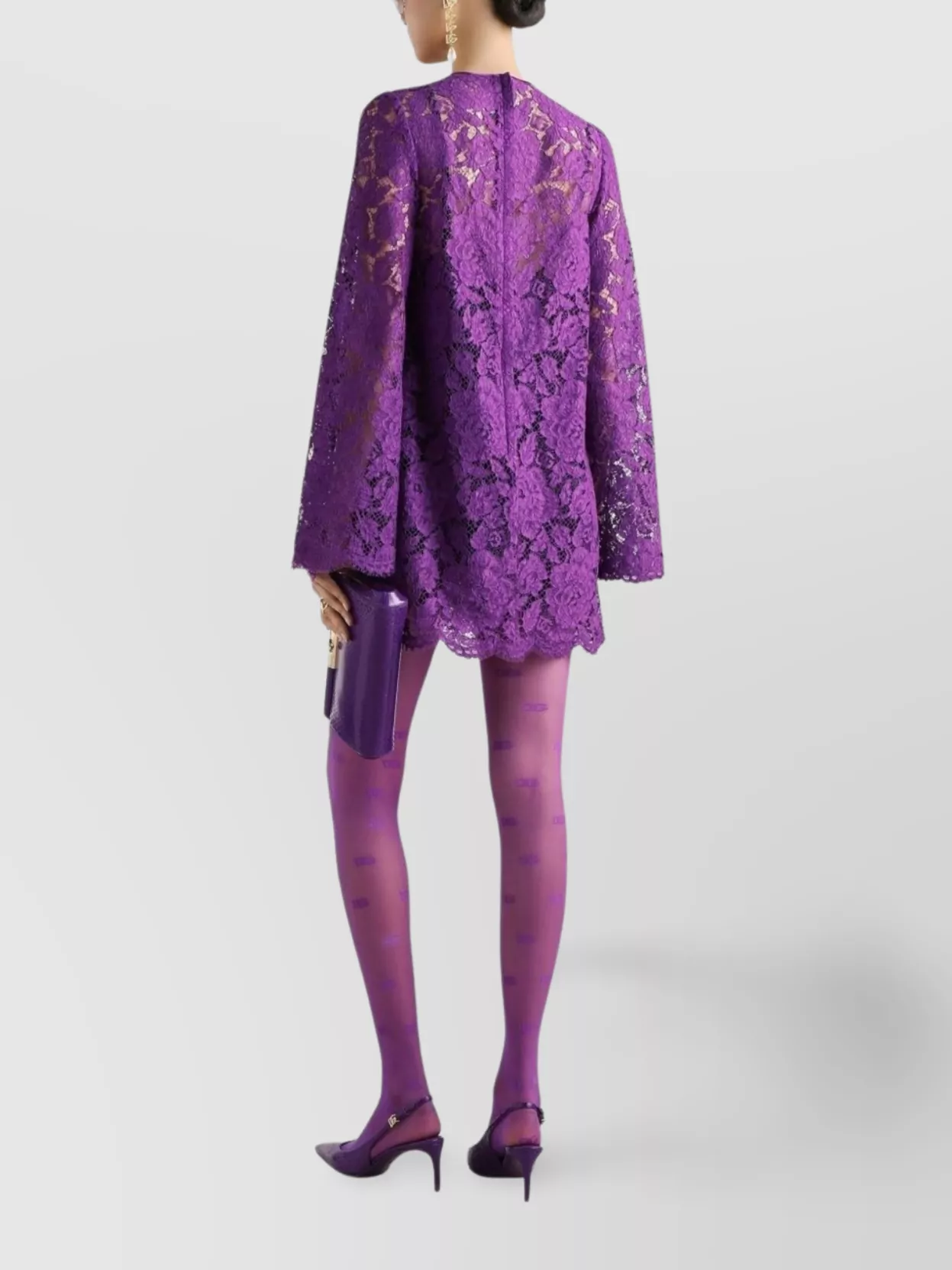 Dolce&Gabbana Bell Sleeves Mini Lace Dress