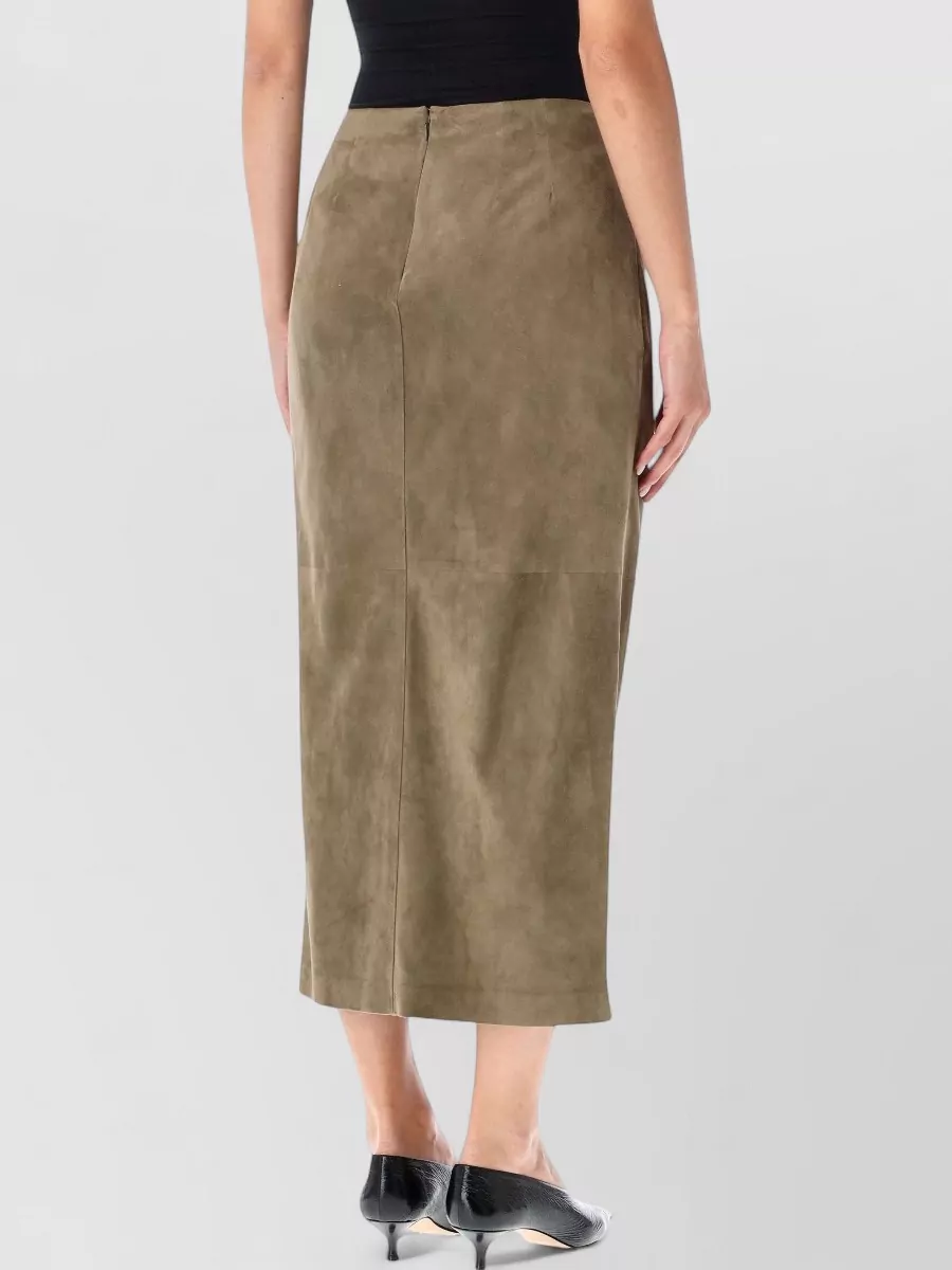 Ralph Lauren Leather Draped Midi Skirt