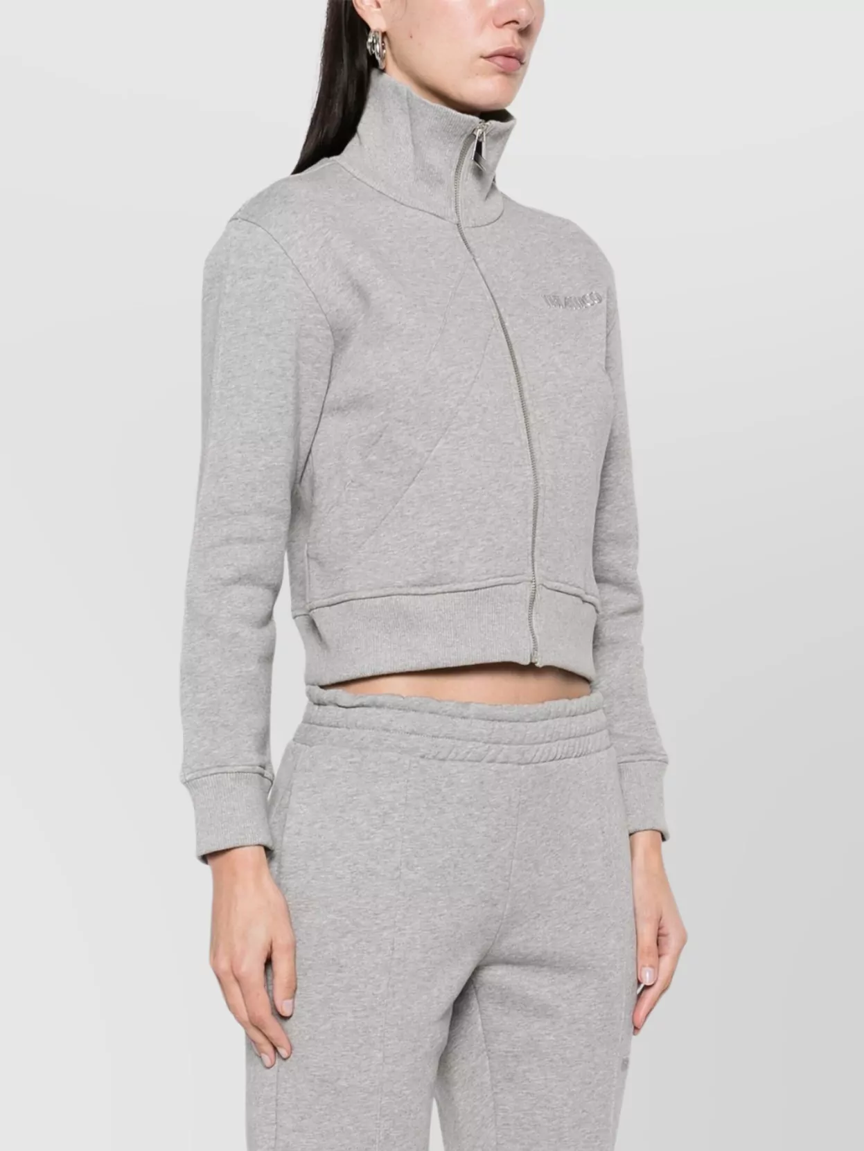 The Attico Cropped High Collar Knit Jacket