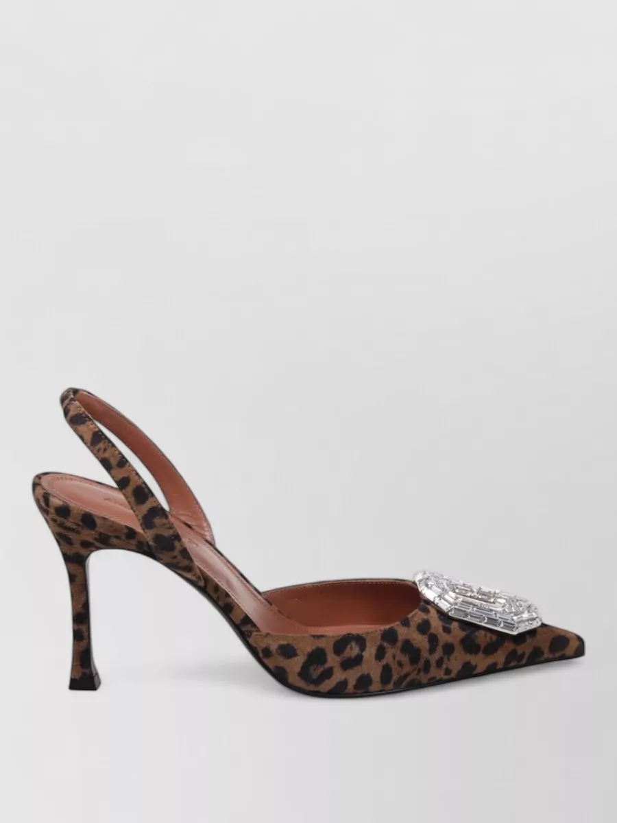Amina Muaddi Camelia Slingback Pumps Animal Print Stiletto
