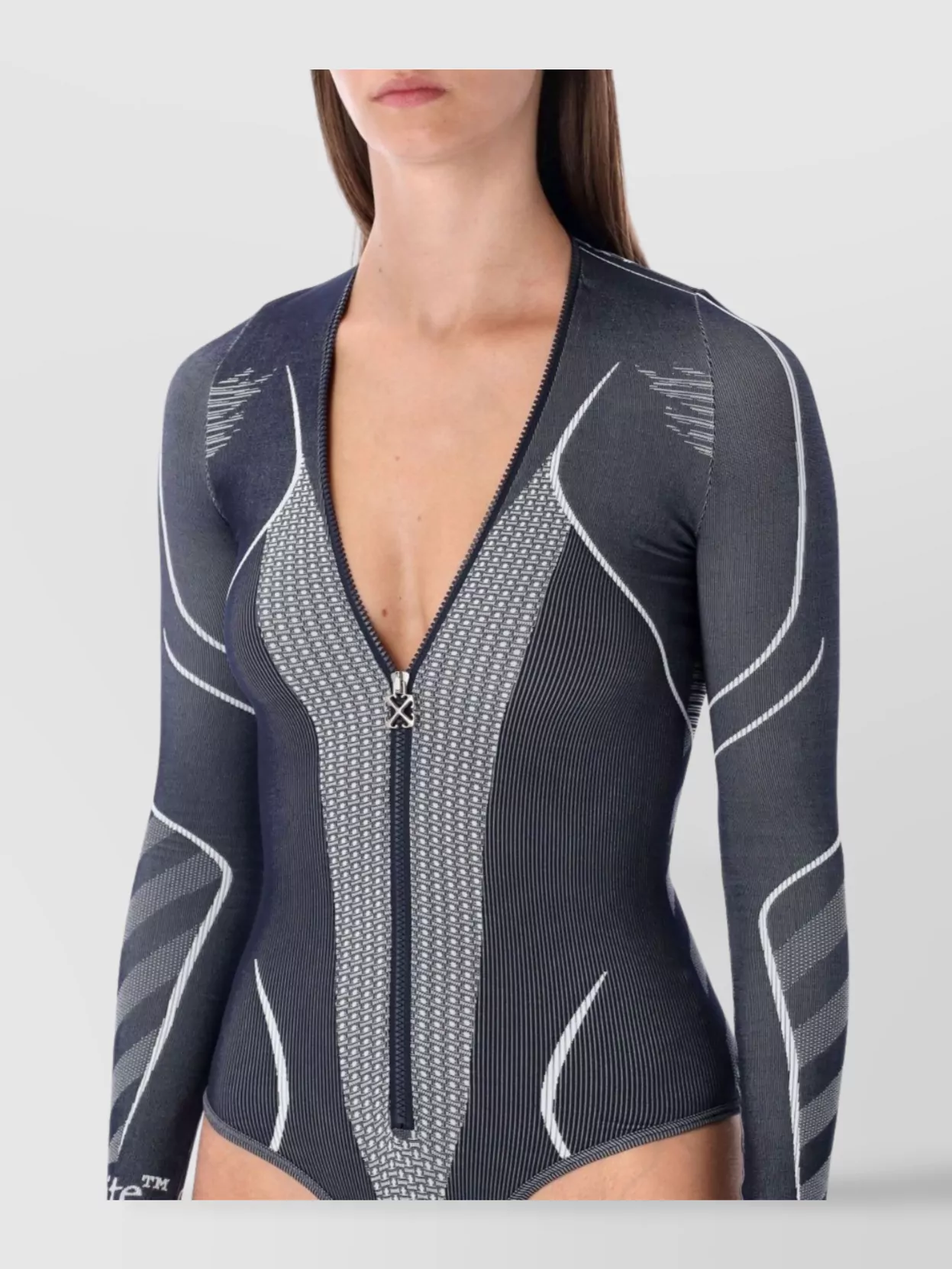 Off-White Long Sleeve Fitted Graphic Top