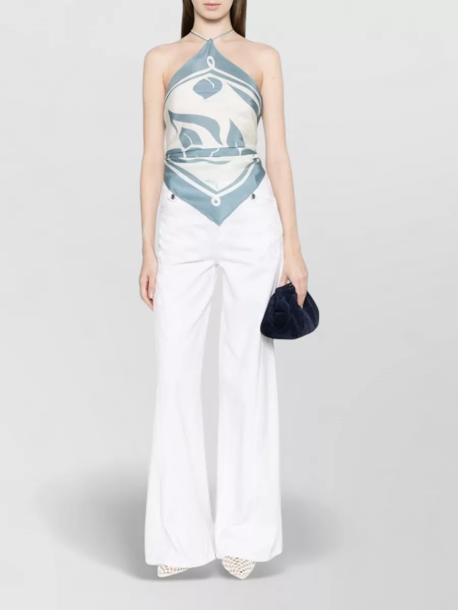 Ermanno Firenze Embroidered Denim Flared Jeans