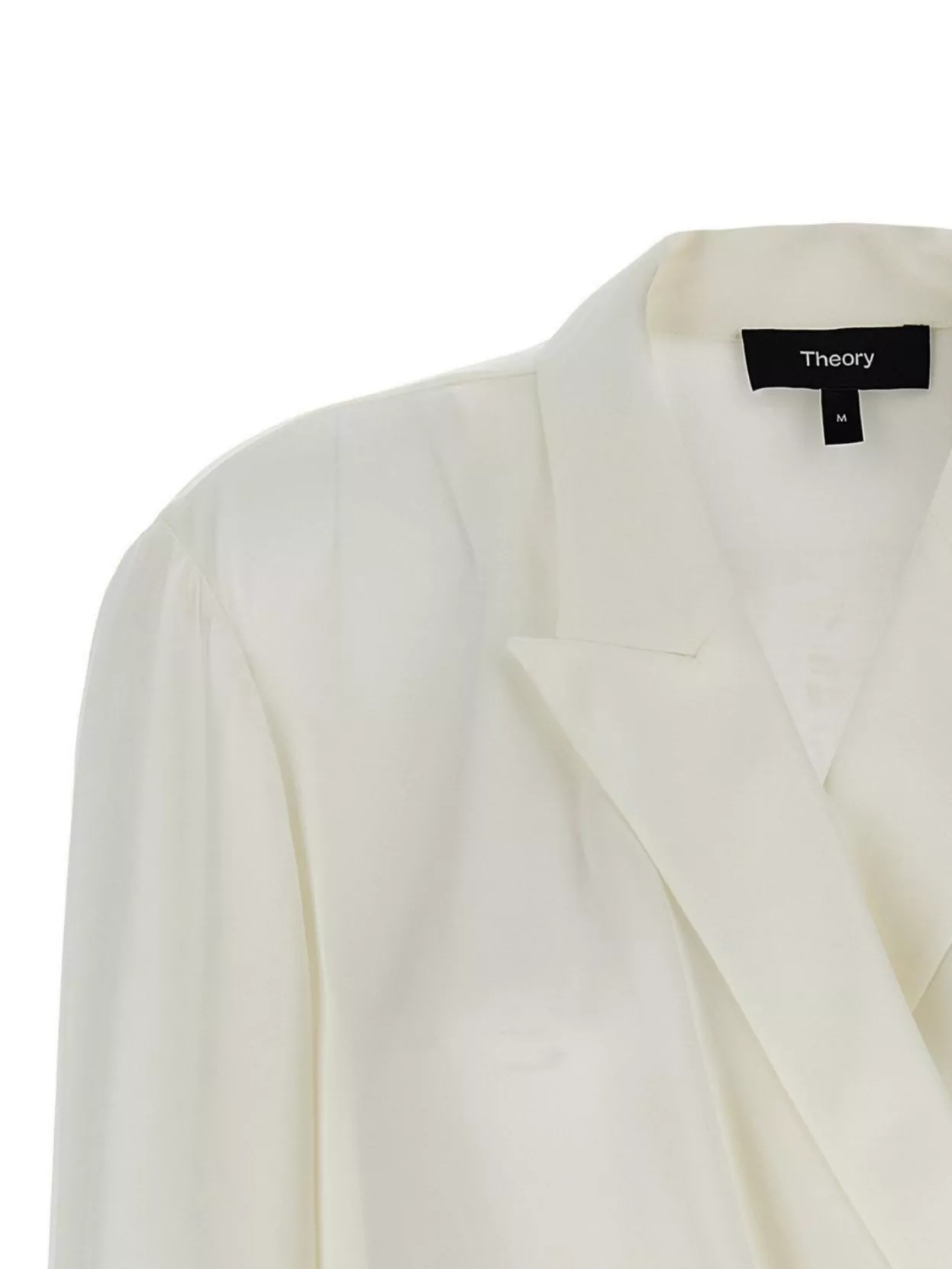 Theory White Blouse With Peak Revers And Crossover Neck