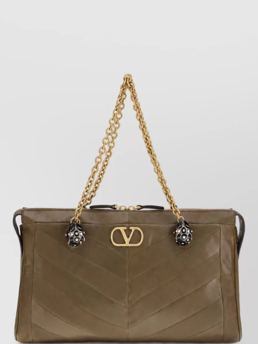 Valentino Garavani panthea medium leather chevron tote bag