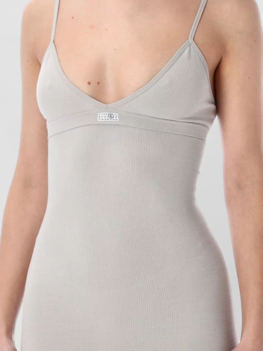 Mm6 Maison Margiela V-Neck Sleeveless Knee-Length Dress