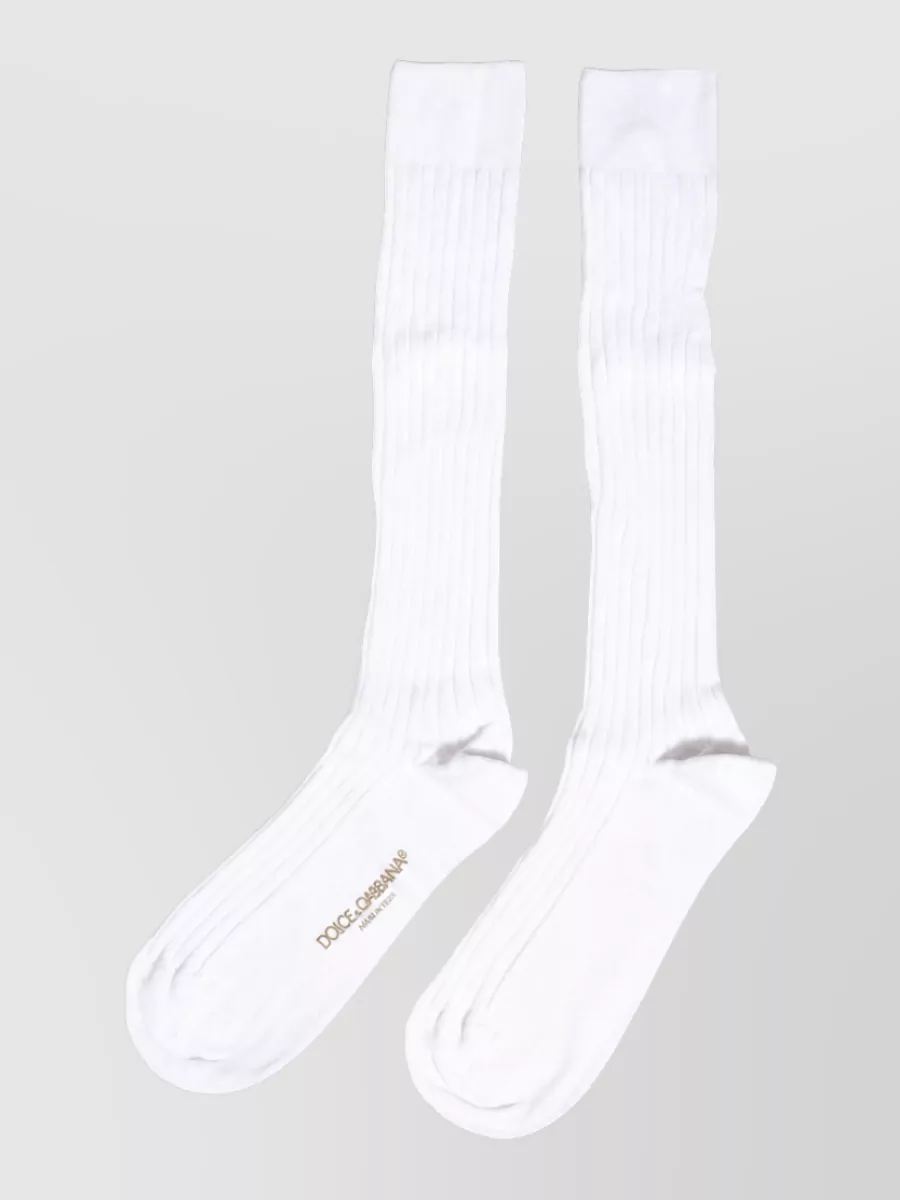 Dolce&Gabbana cotton ribbed logo over the calf socks
