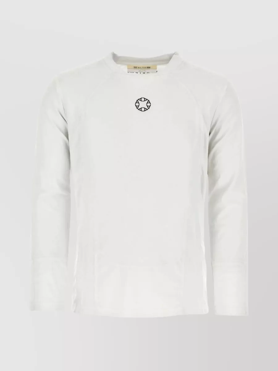 Shop Alyx Ribbed Crew-neck Long-sleeve Featuring Nylon Inserts In White