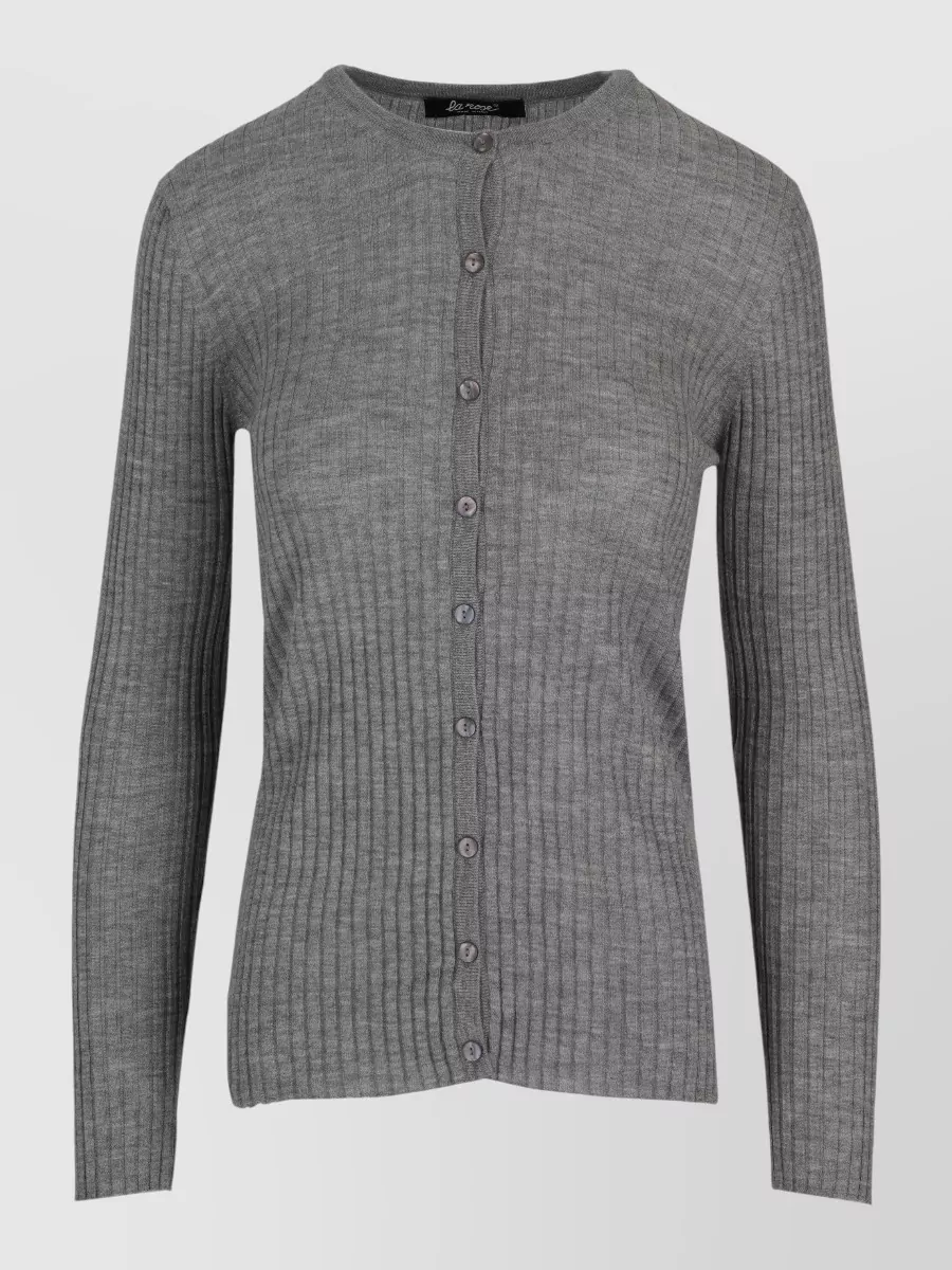 La Rose cashmere silk ribbed round-neck cardigan