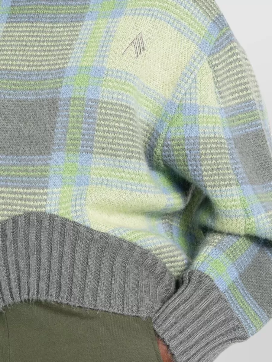 The Attico Checked Mohair Crewneck Sweater