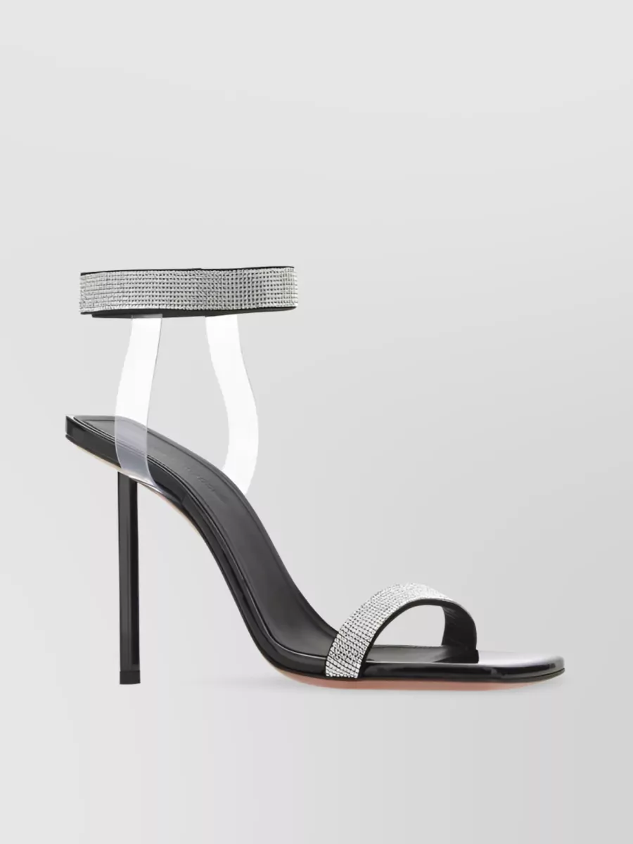 Shop Amina Muaddi Rih 95mm Sparkling Crystal Sandals In Grey