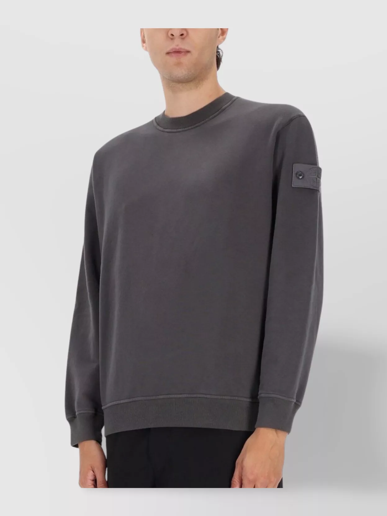 Stone Island Crew Neck Long Sleeve Ribbed Sweater
