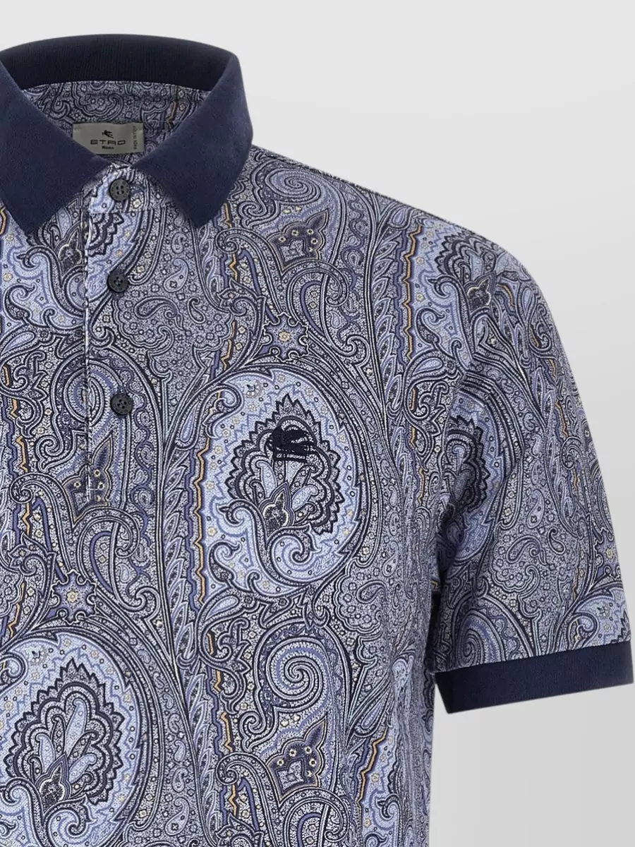 Etro Arnica Paisley Polo Shirt Ribbed Collar