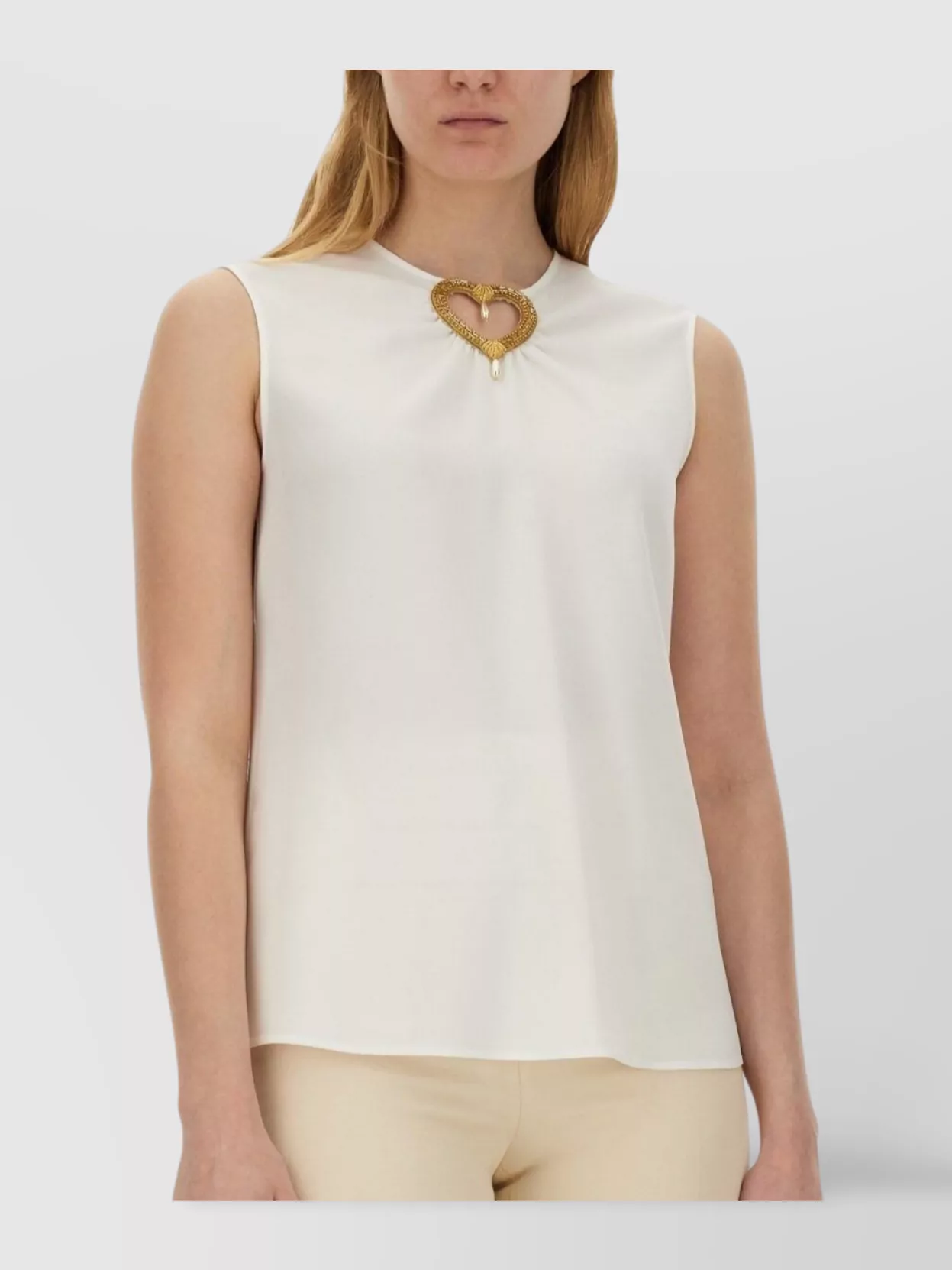 Moschino Blouse With Heart Applique And Subtle Keyhole Detail