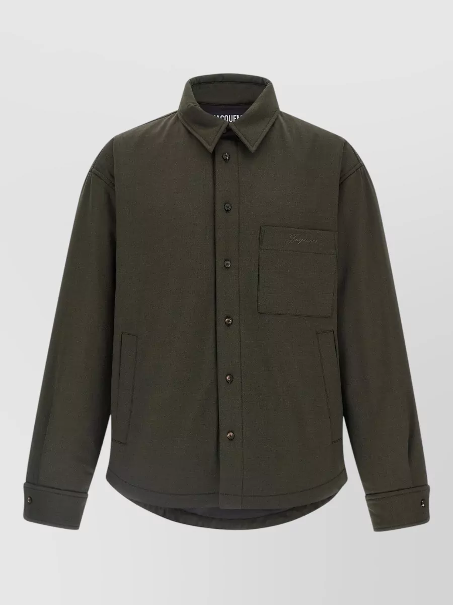 Jacquemus virgin wool padded asymmetric long-sleeve shirt jacket
