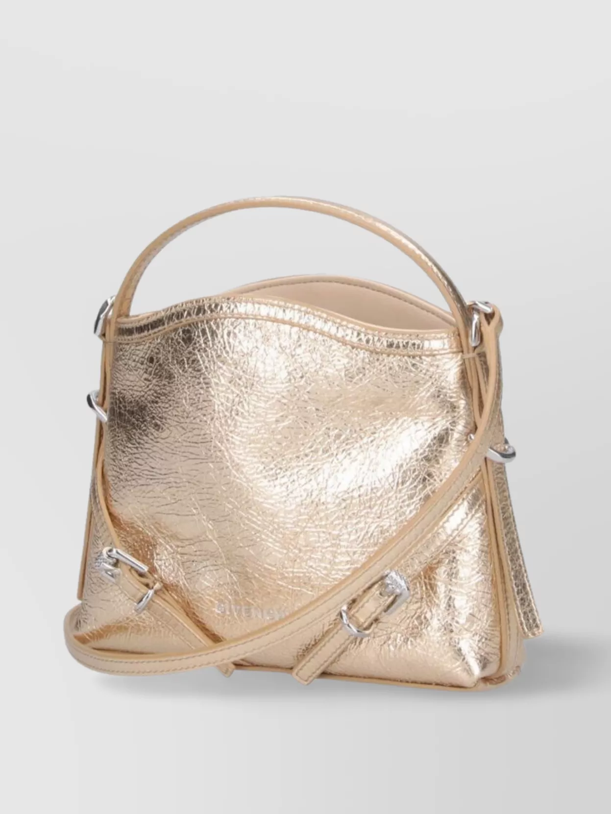 Givenchy Metallic Top Handle Shoulder Bag With Buckle Accents