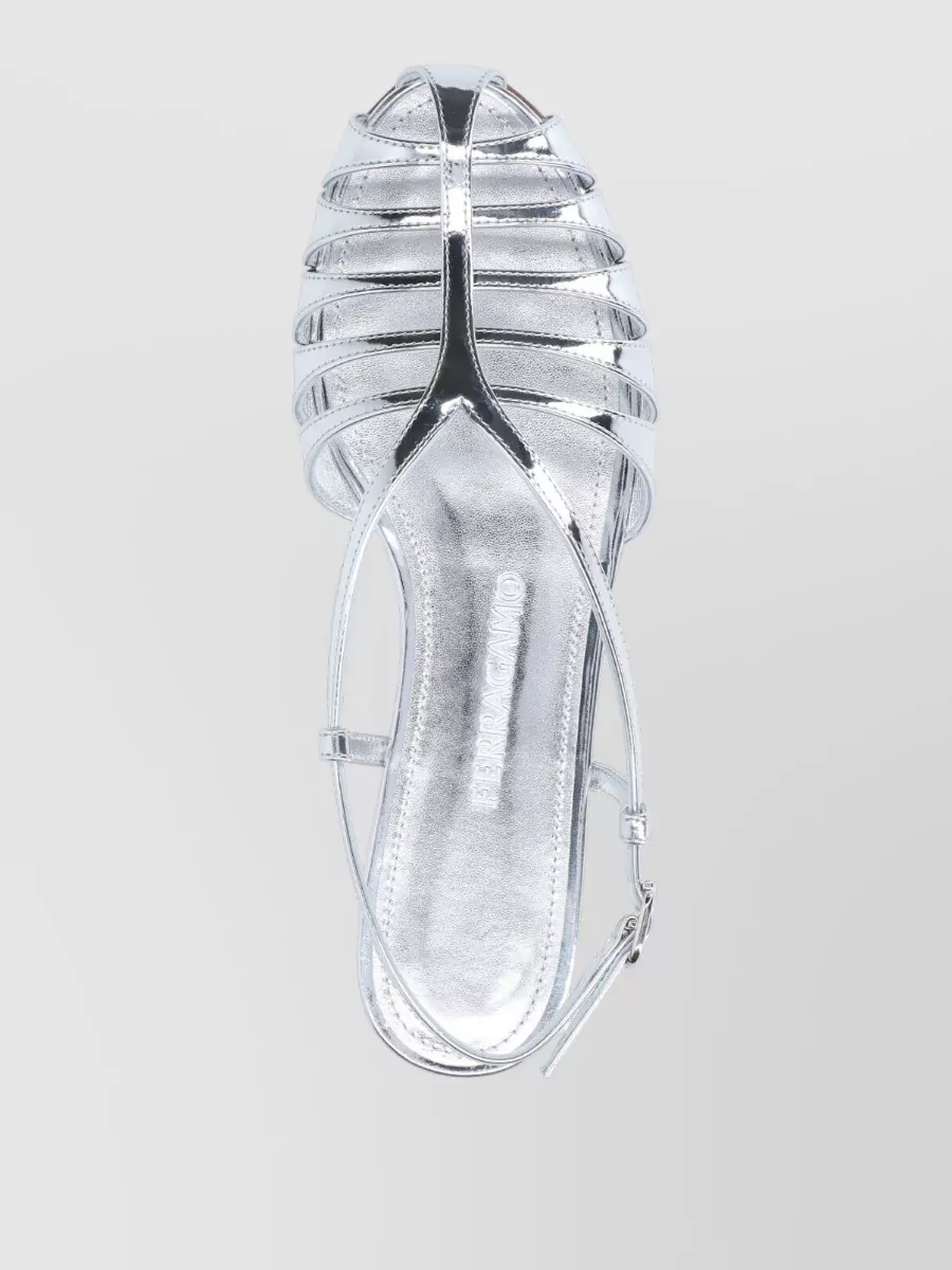 Ferragamo Sandal Flat Sole Metallic Finish Open Toe