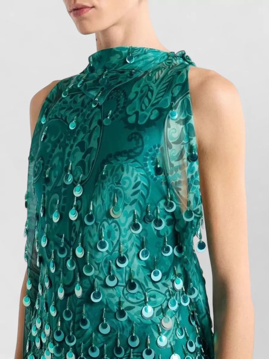 Etro Womens Embroidered Mini Dress Side Panels