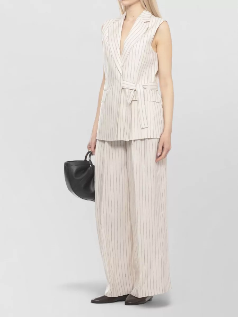 Peserico Striped Linen Sleeveless Vest