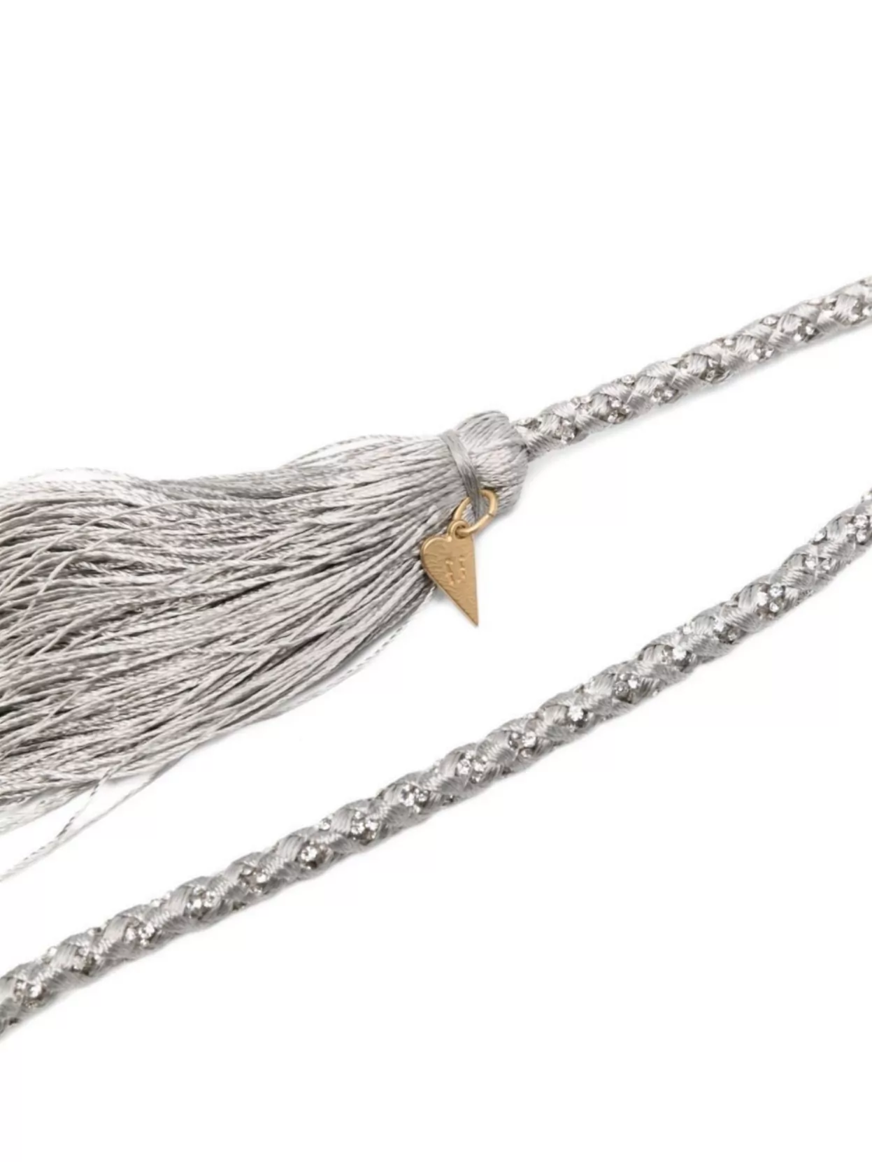 Forte Forte Braided Belt With Heart Charm And Tassels In Gray