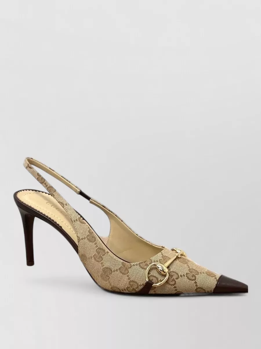 Gucci logo-print slingback pumps