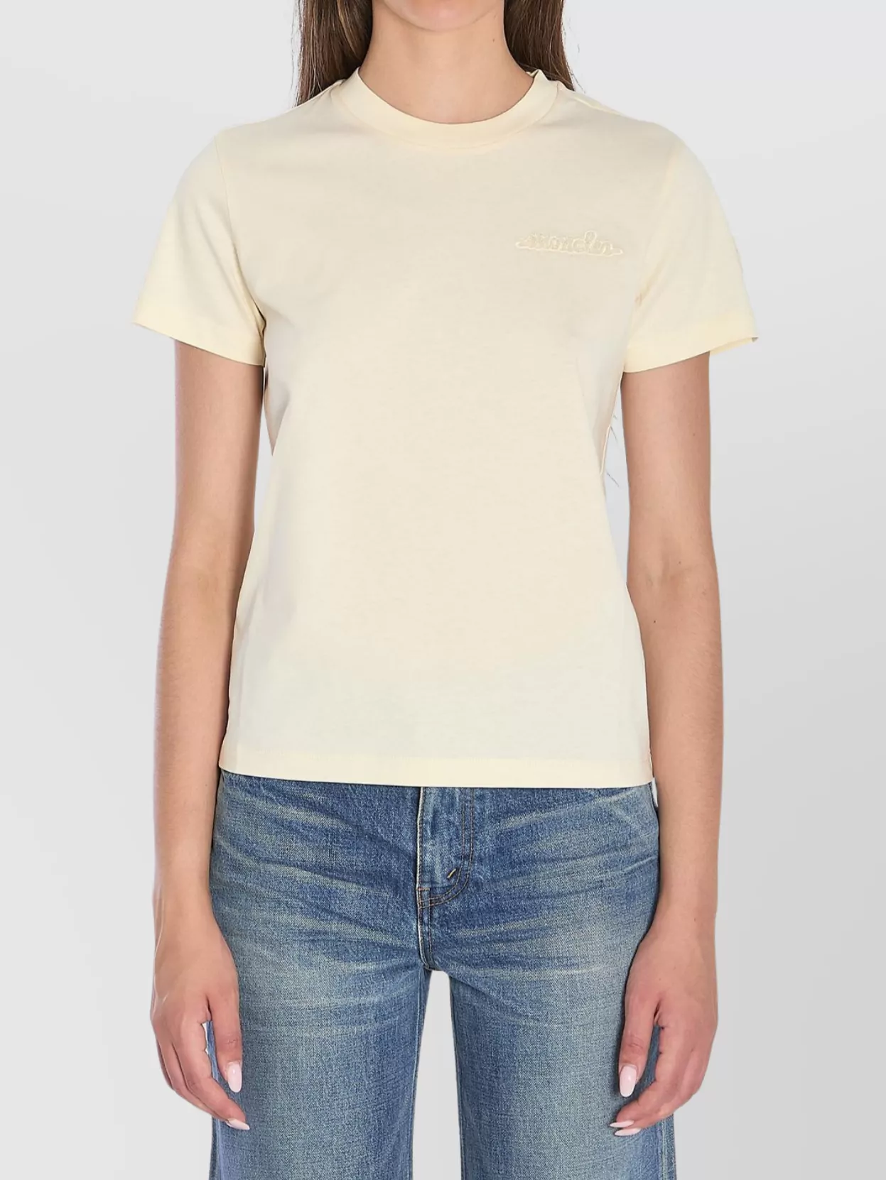 Moncler T-shirt Logo Beaded Detail In Pink