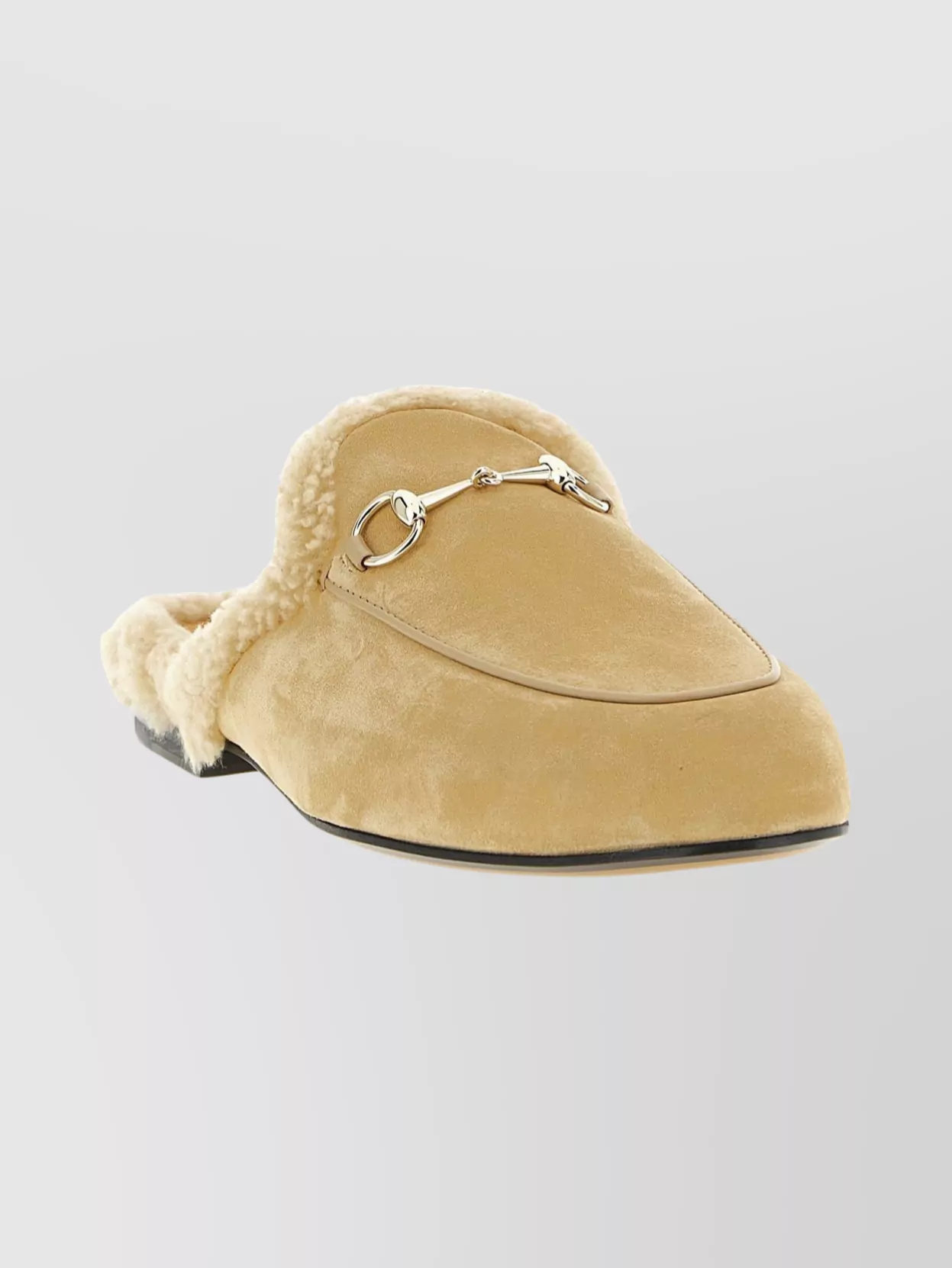 Gucci Round Toe Flat Sole Metal Hardware Slippers In Brown