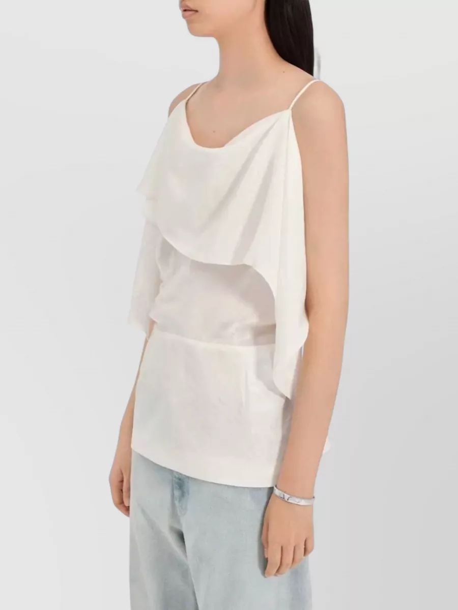 Mm6 Maison Margiela Top Draped Layered Sheer Spaghetti Straps V Back