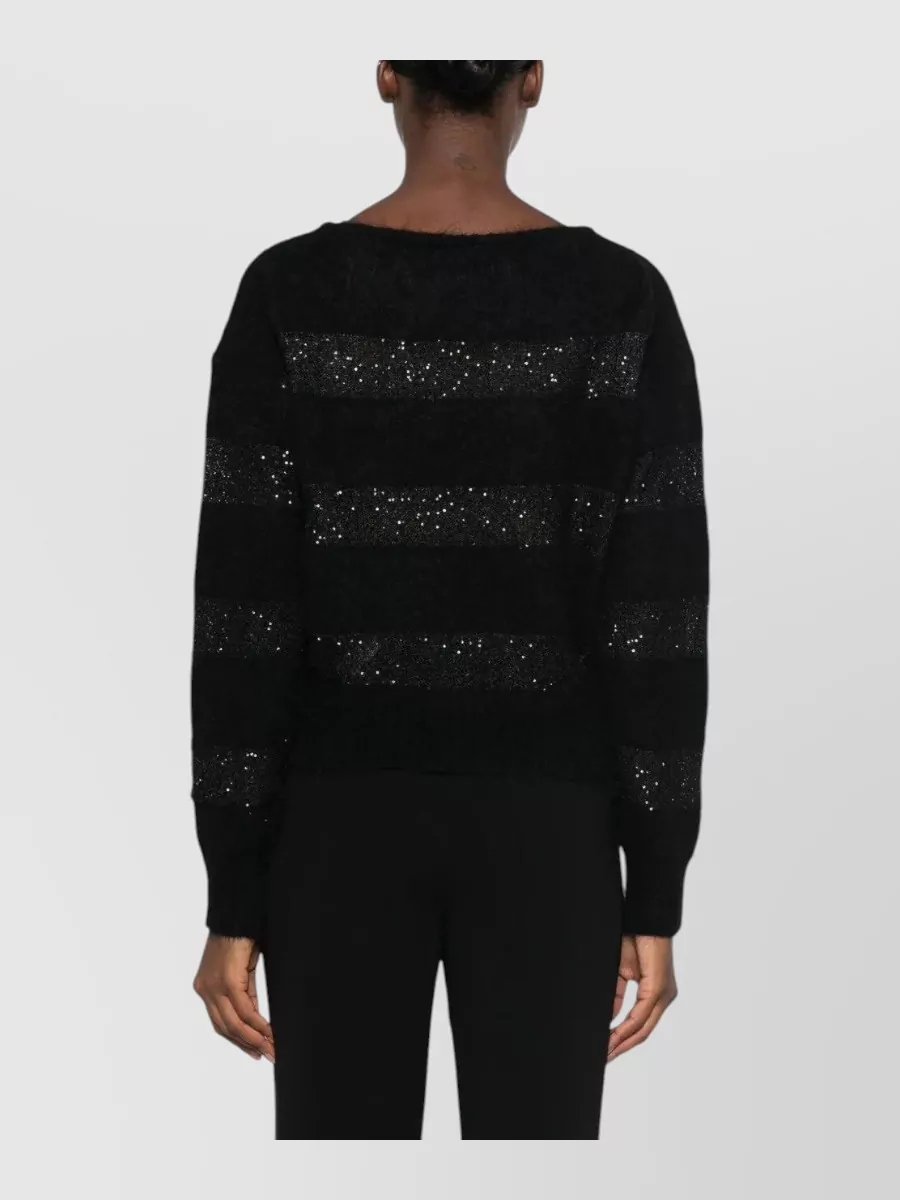 S Max Mara Mohair Boat Neck Long Sleeve Ribbed Hem Sweater