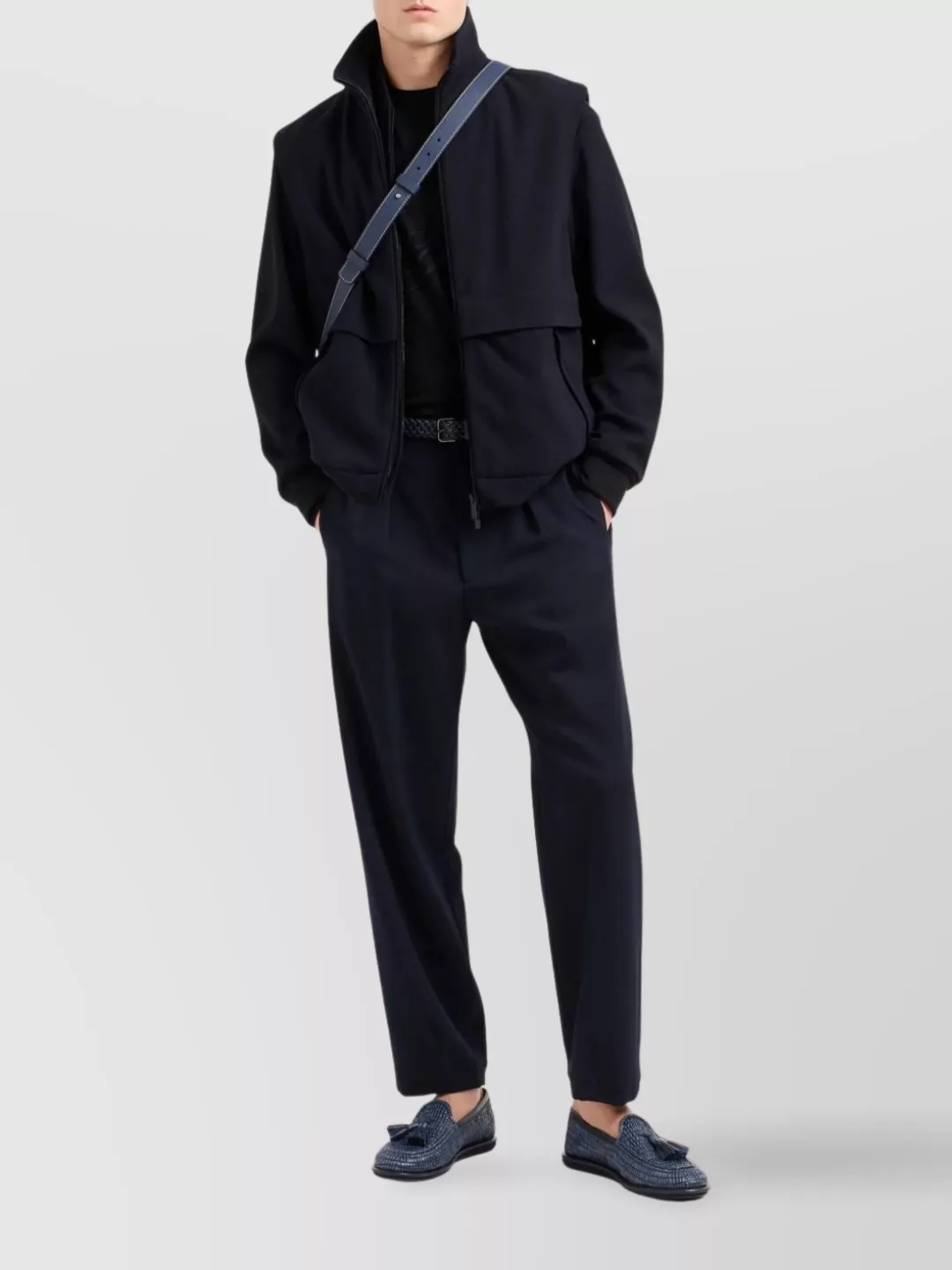 Giorgio Armani Ribbed Crew Neck Sweater With Long Sleeves In Black