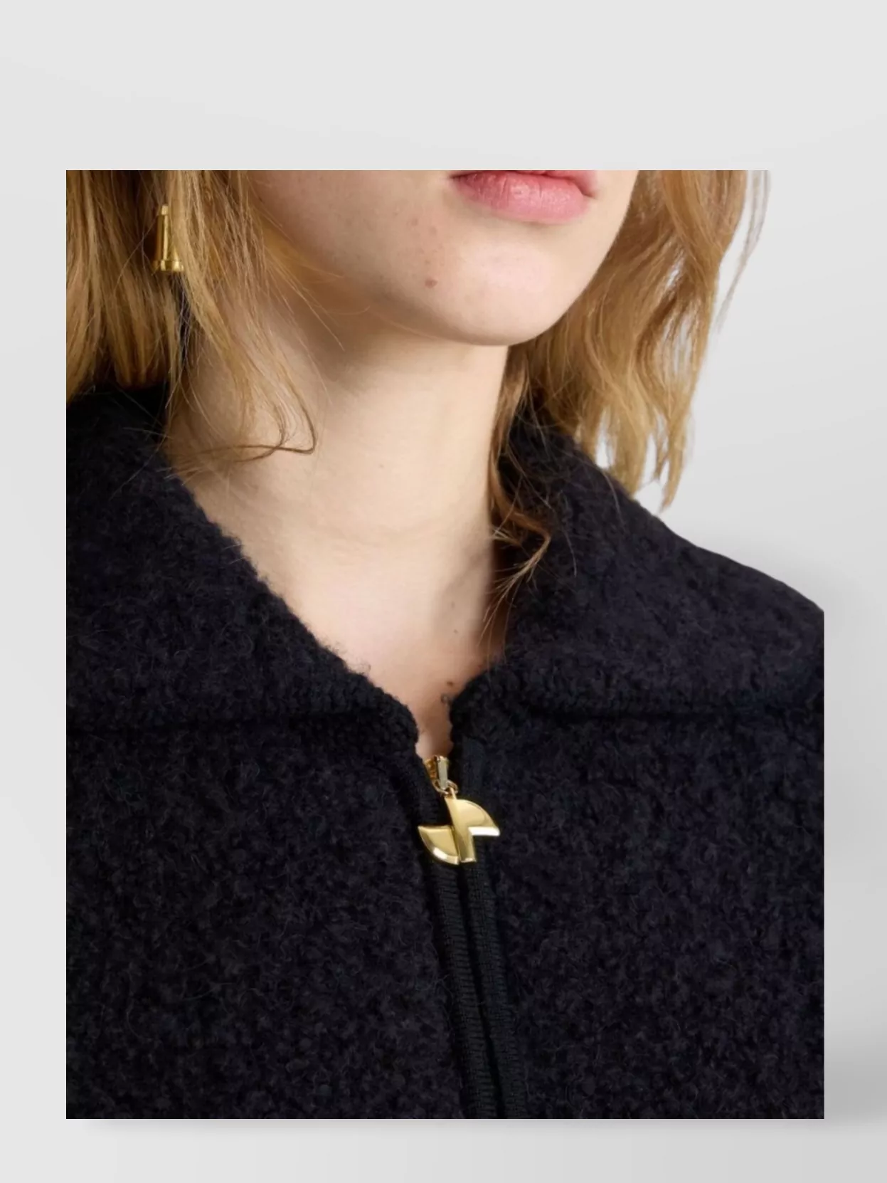 Patou Textured Fabric Jacket High Collar In Black
