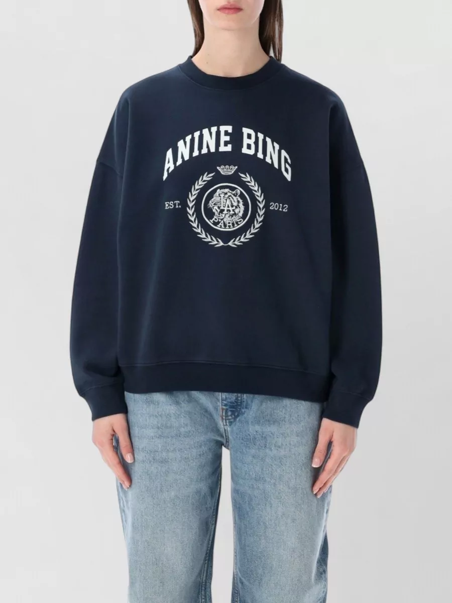 Anine Bing Cotton Oversized Crewneck Sweatshirt