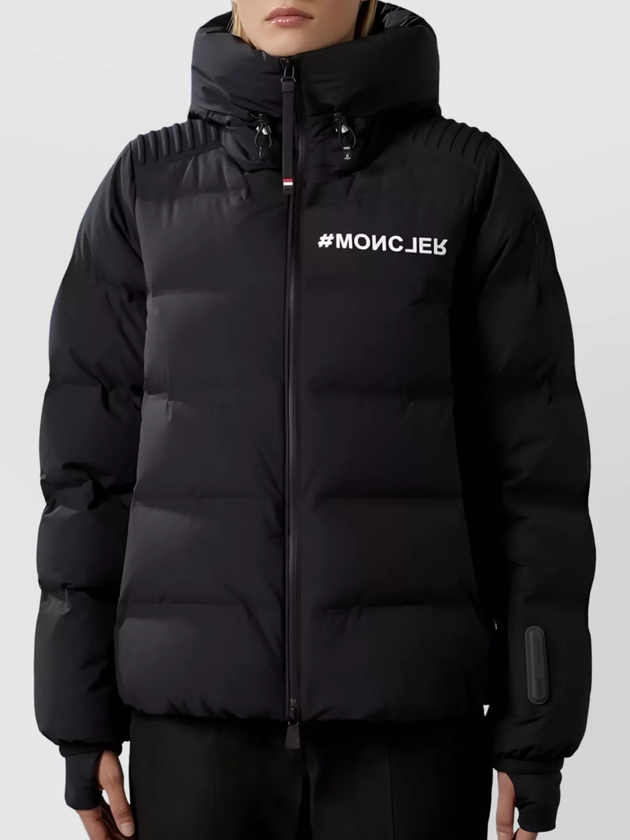 Shop Moncler Adjustable Hood Down Jacket In Black