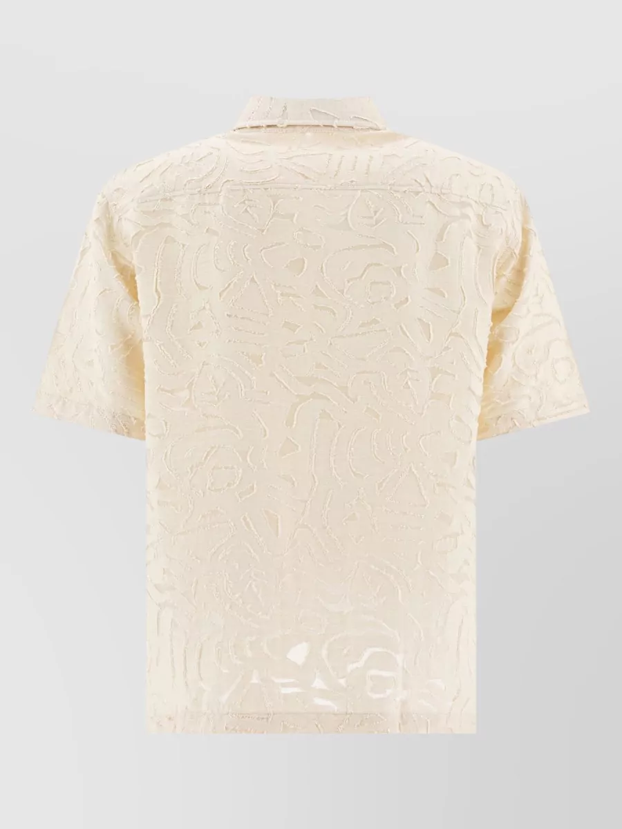 Nn07 Freddy Shirt Tailored Collar Short Sleeves Texture In Neutral