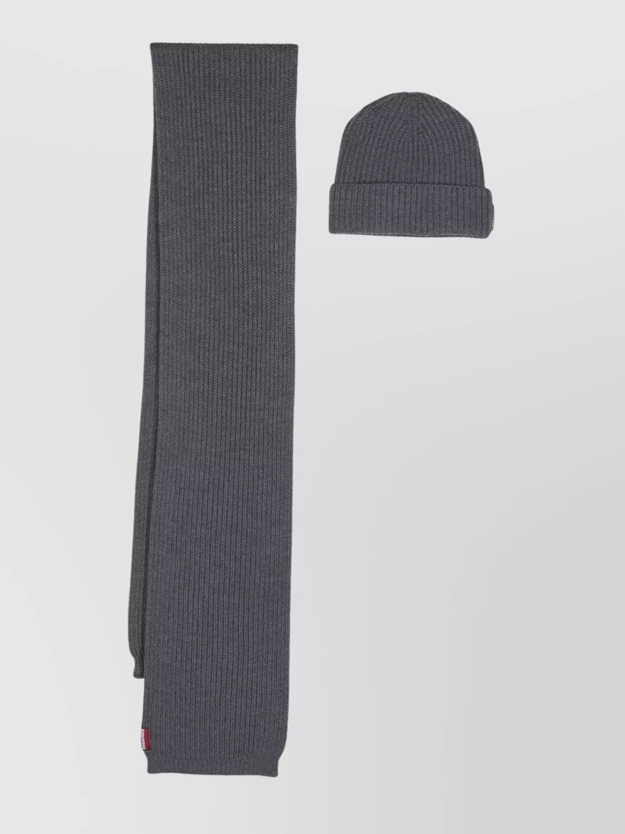 Dsquared2 Ribbed Knit Hat Set With Folded Cuff