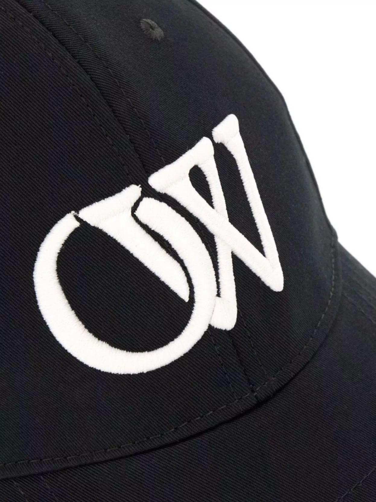 Off-white Cotton Baseball Cap Curved Visor In Black