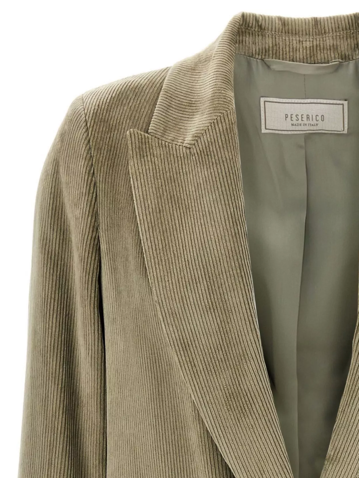 Peserico Ribbed Velvet Blazer With Flap Pockets In Green
