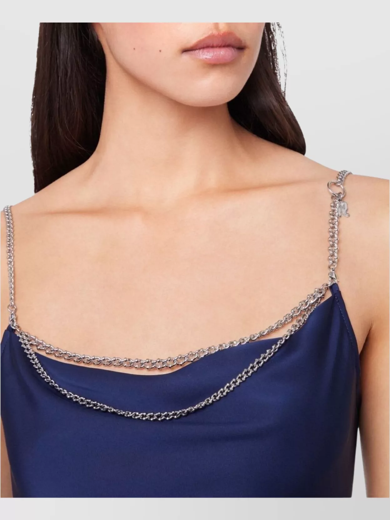 Rabanne Chain Strap Satin Finish Floor-length Dress
