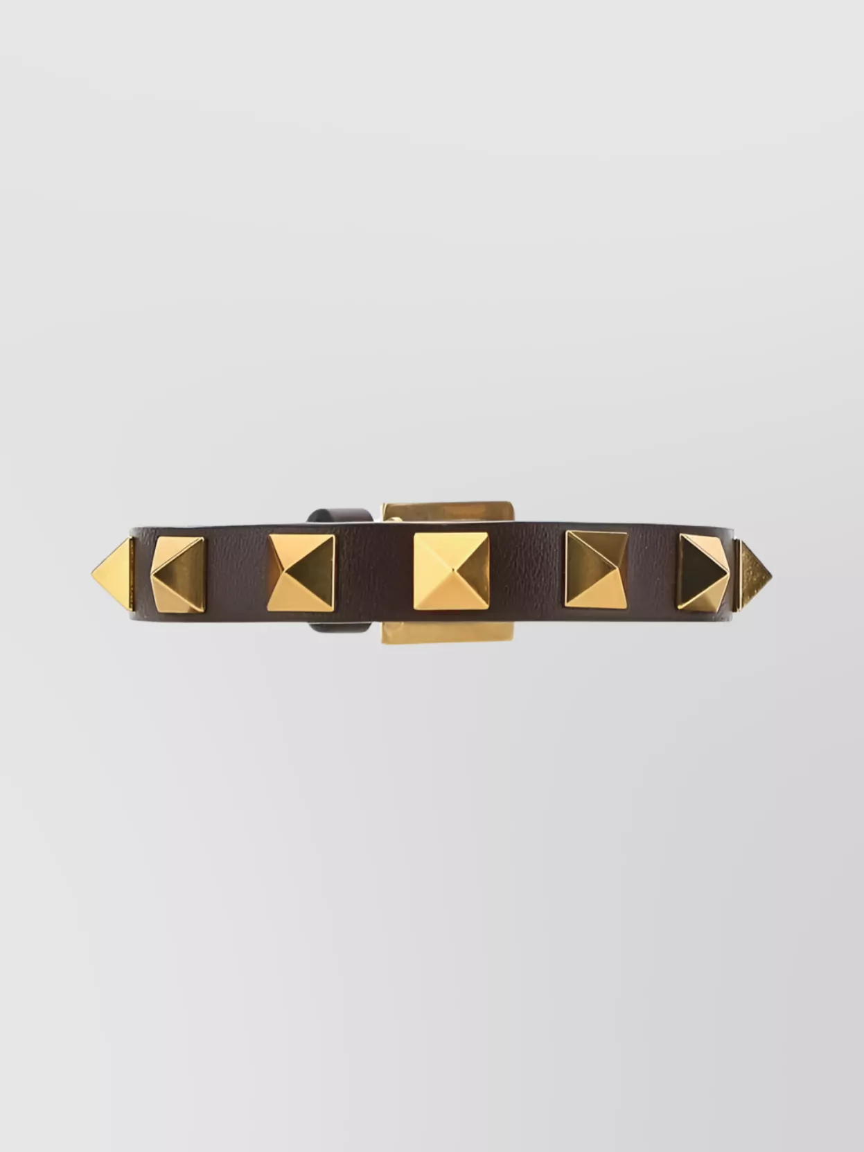 Shop Valentino Adjustable Studded Gold-tone Bracelet In Brown
